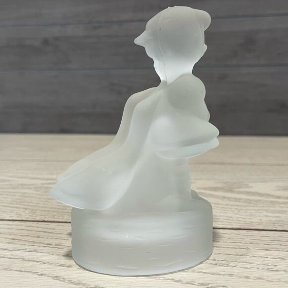 Vintage LE Smith Frosted Glass Girl with Goose Geese Figurine Paperweight - Picture 10 of 10